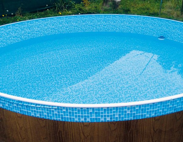POOLCHAMP Poolfolie rund, 460 x 120 cm, 0,30 mm, überlappend, Mosaik – Bild 4